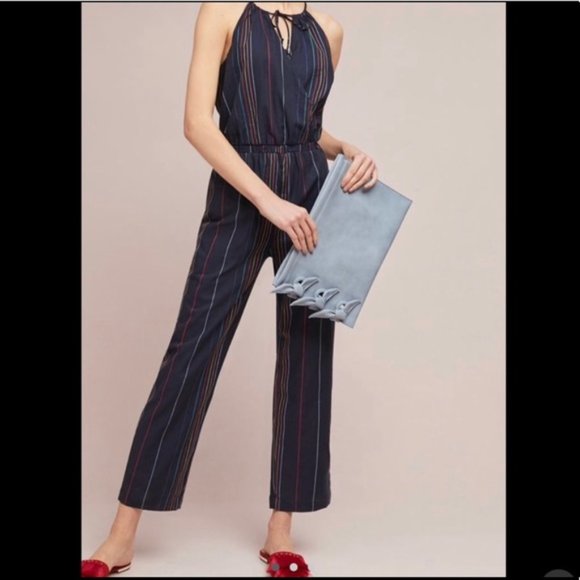 Anthropologie Dolan Navy Halter Jumpsuit - Med - Picture 1 of 7